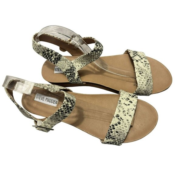 Steve Madden Aida Snakeskin Platform Leather Sandals 10M Ankle Straps NEW - Picture 9 of 9